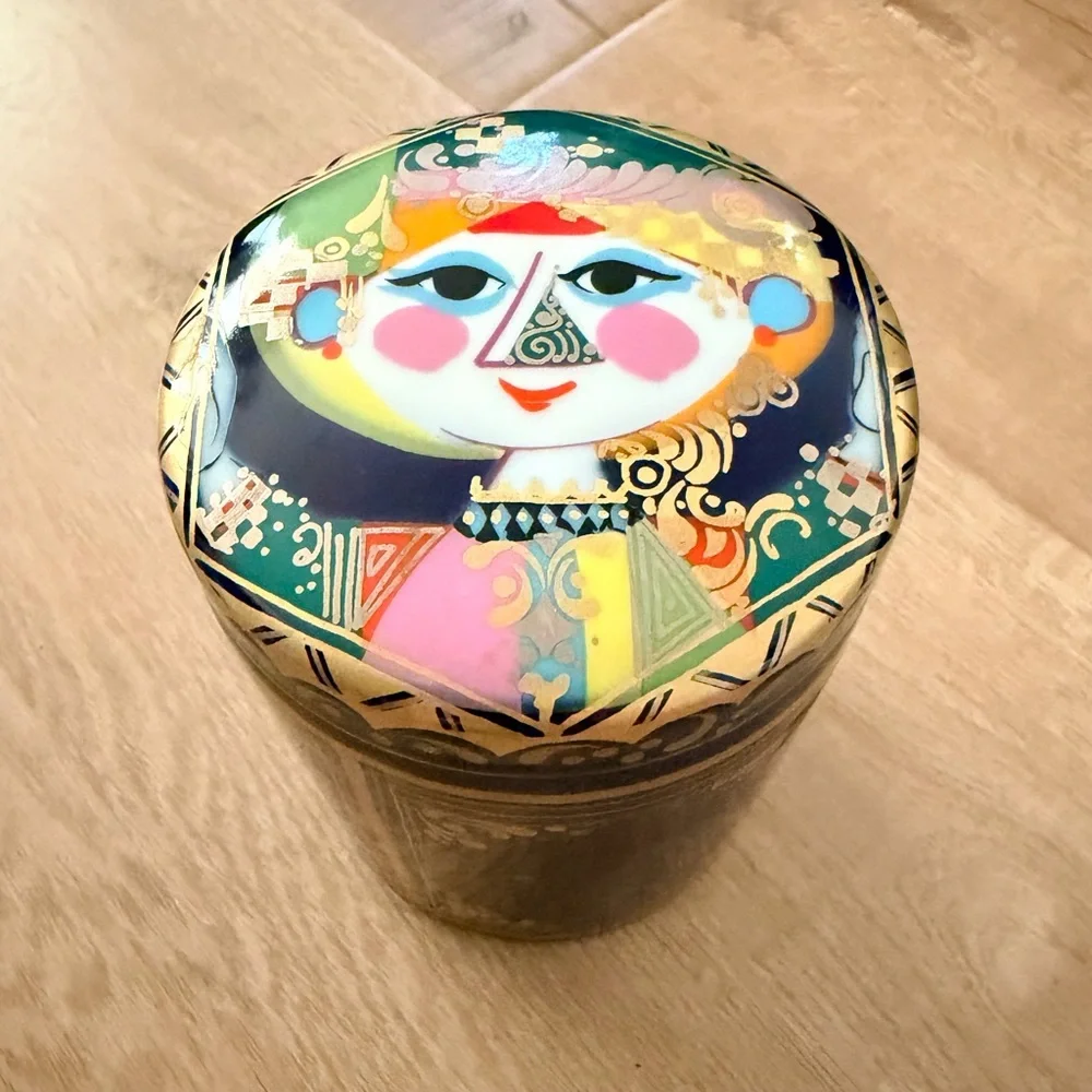 Rosenthal Bjorn Wiinblad 1001 Nights Lidded Porcelain Cobalt Gold Cannister Jar